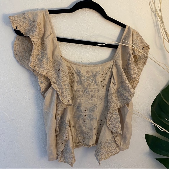 FREE PEOPLE Ruffled Eyelet Cropped Top - Picture 9 of 10
